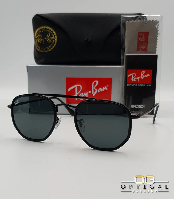 lunettes-de-soleil-ray-ban-marshal-ii-rb3648m-noir-vert-g15-optical-gallery Lunettes de soleil Ray-Ban Marshal II RB3648M noires avec cerclages en acétate noir et verres verts G-15, étui noir, boîte grise et livret de garantie chez Optical Gallery.